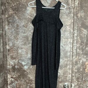 Derek Heart knit black charcoal fleck dress open shoulder or off shoulder
